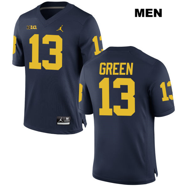Men's NCAA Michigan Wolverines German Green #13 Navy Jordan Brand Authentic Stitched Football College Jersey YC25X04LH